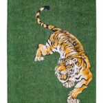 Louis De Poortere vloerkleed, Pop Green On Fire 9388, Tiger design