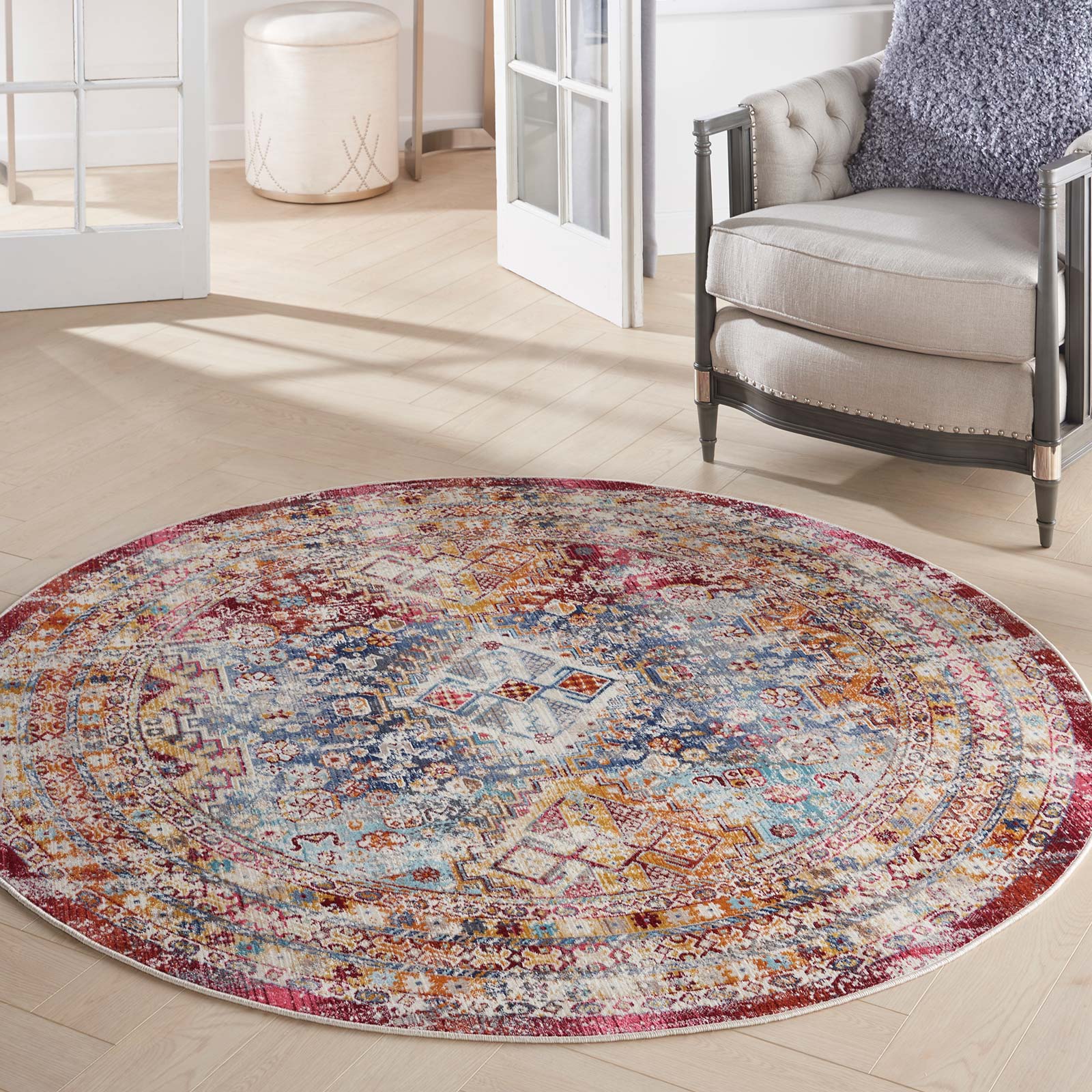 Nourison vloerkleed Vintage Kashan VKA09 MULTI MULTICOLOR 6XRND 099446852458 interior 1