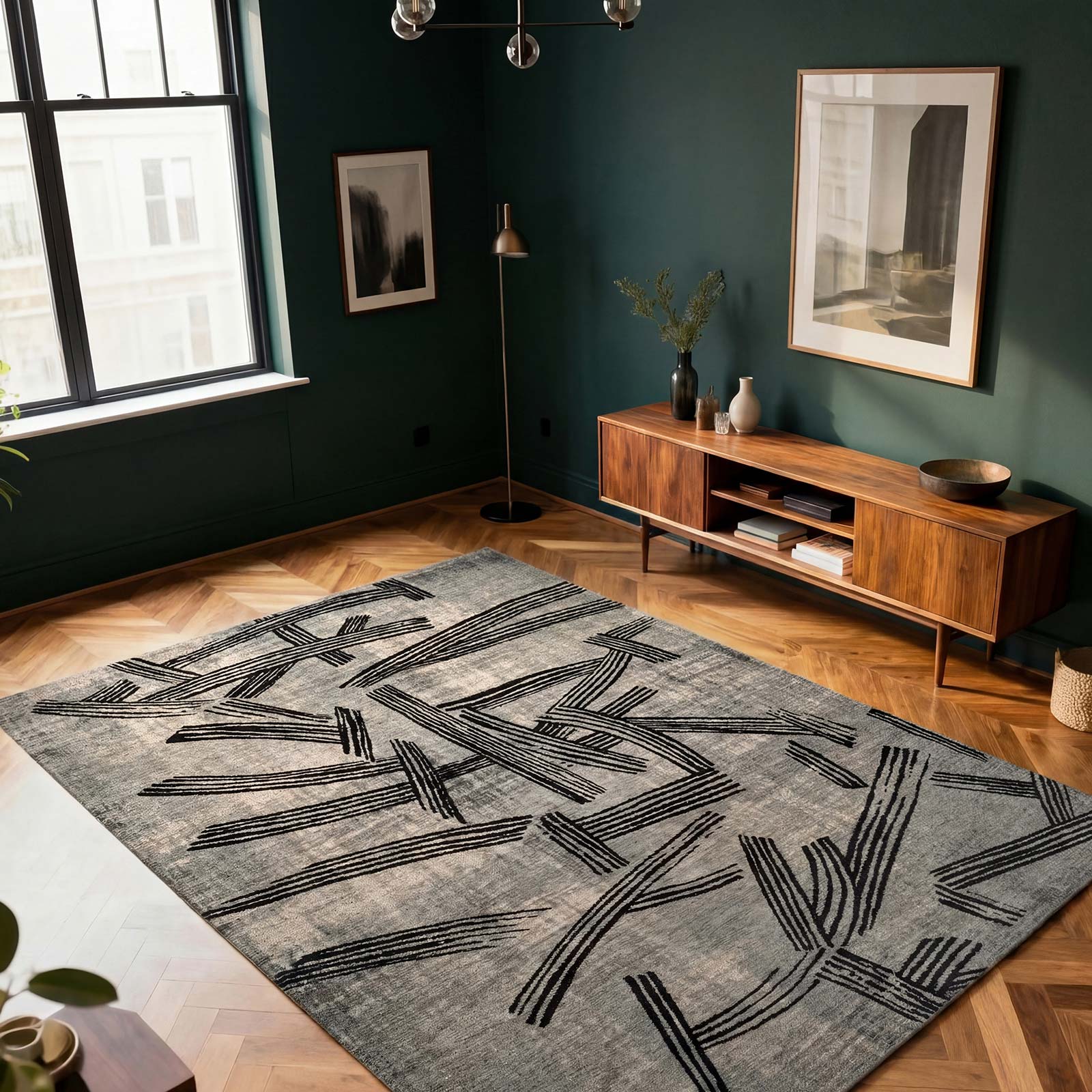 Louis De Poortere vloerkleed Meditation 2066 Kanji Dark Street interior