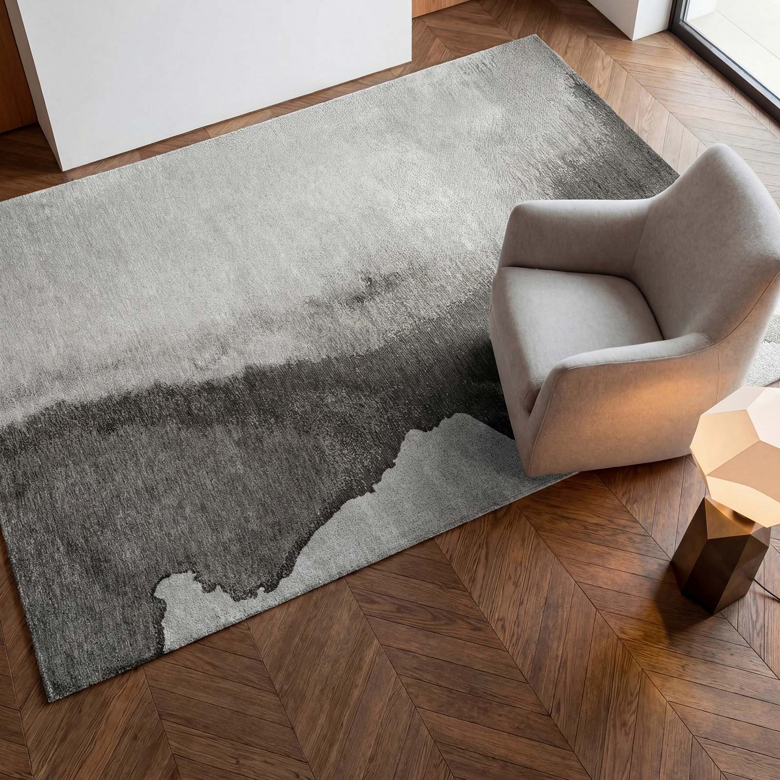 Louis De Poortere vloerkleed Meditation 2083 Lagoon Black Shadow interior