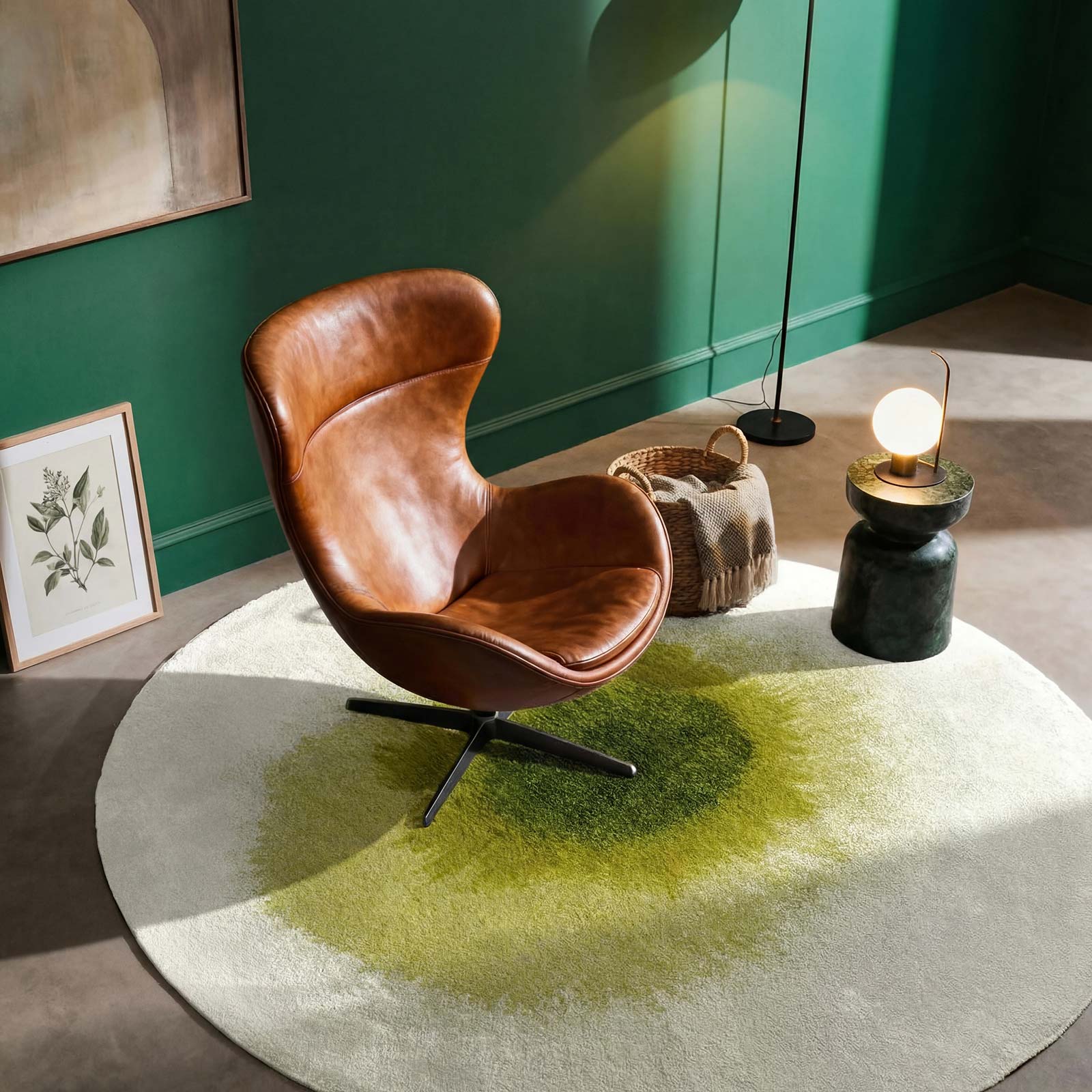 Louis De Poortere vloerkleed Meditation 2105 Drop Green Pepper interior